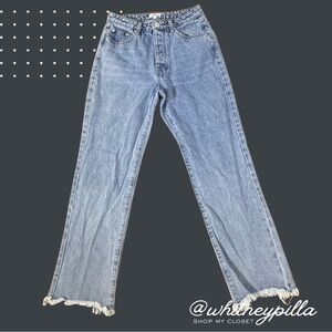 Superdown Jeans Light Wash Straight Leg button fly Frayed Hem denim size 28 / 6